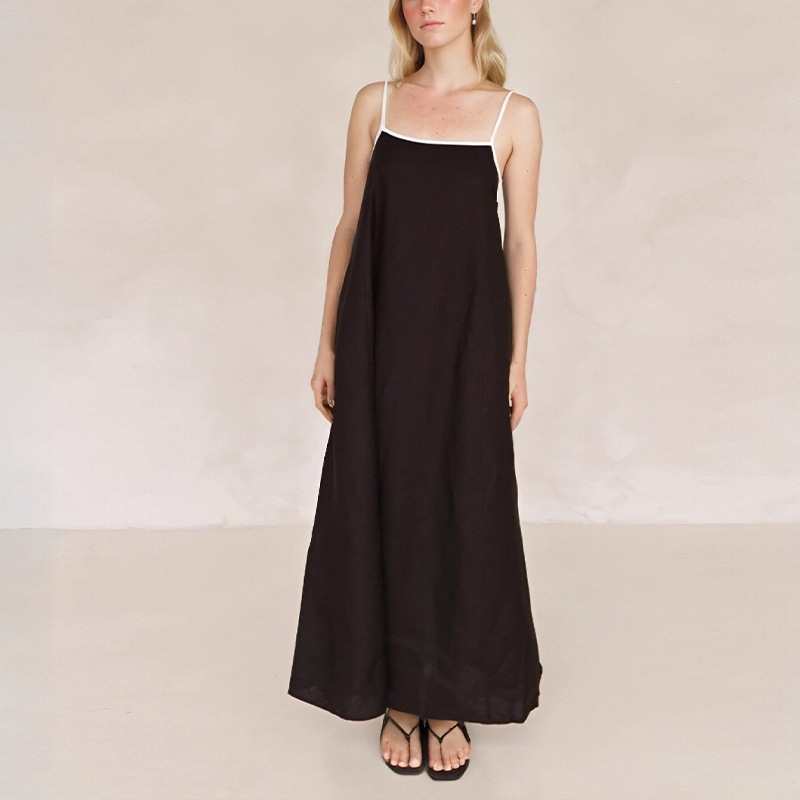 Women's Solid Color Sleeveless Cami Maxi Dress