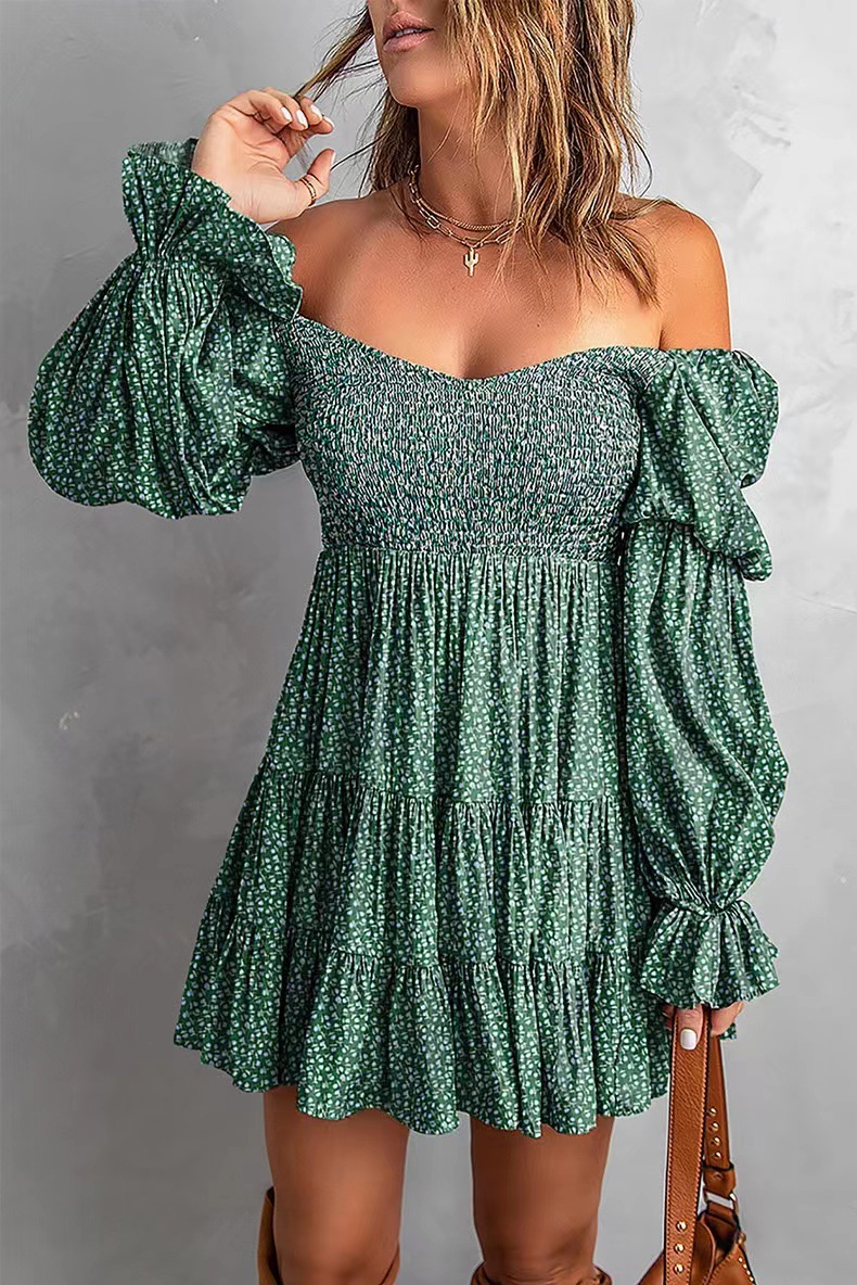 Solid Pleated A-Line Off-Shoulder Midi Dress with Waist