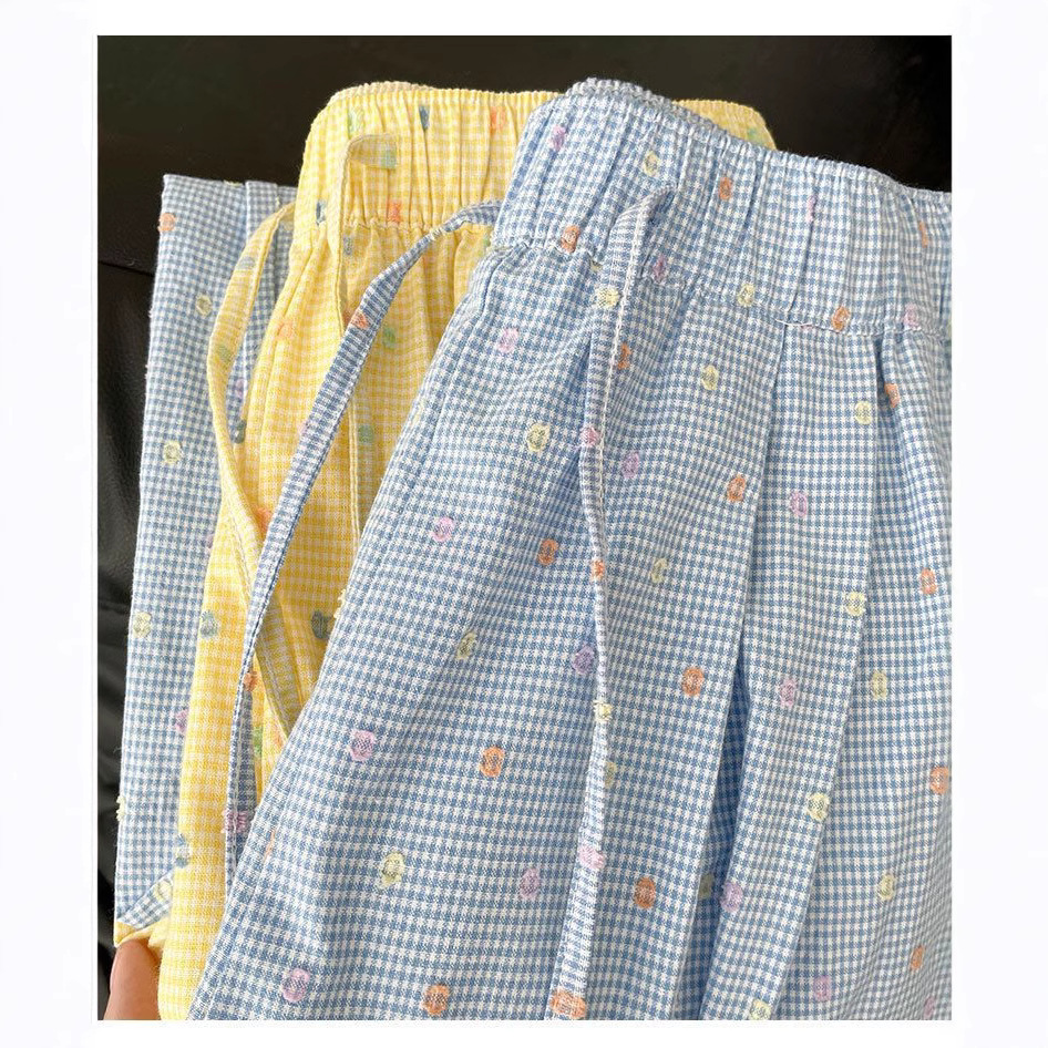 Yellow Polka Dot Wide-Leg Pants for Women High Waist Draped Casual