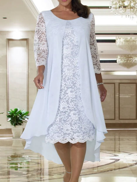 Lace Long Sleeve Chiffon A-Line Bridesmaid Dress