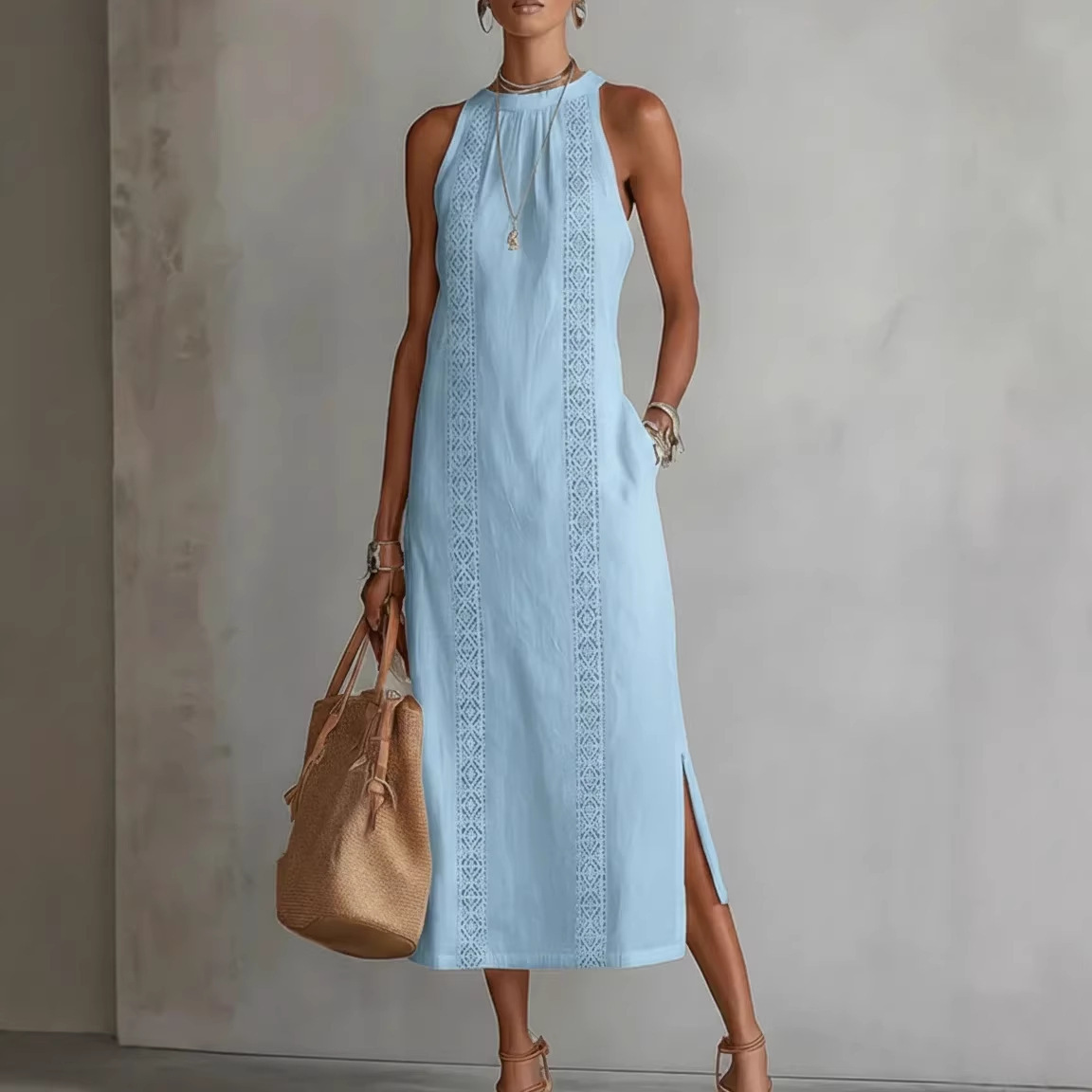 Women's Solid Color Loose Long Shirt Dress Casual