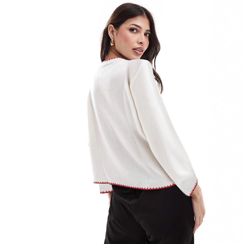 Women's Animal Pattern Colorblock Crewneck Pullover Knit Sweater