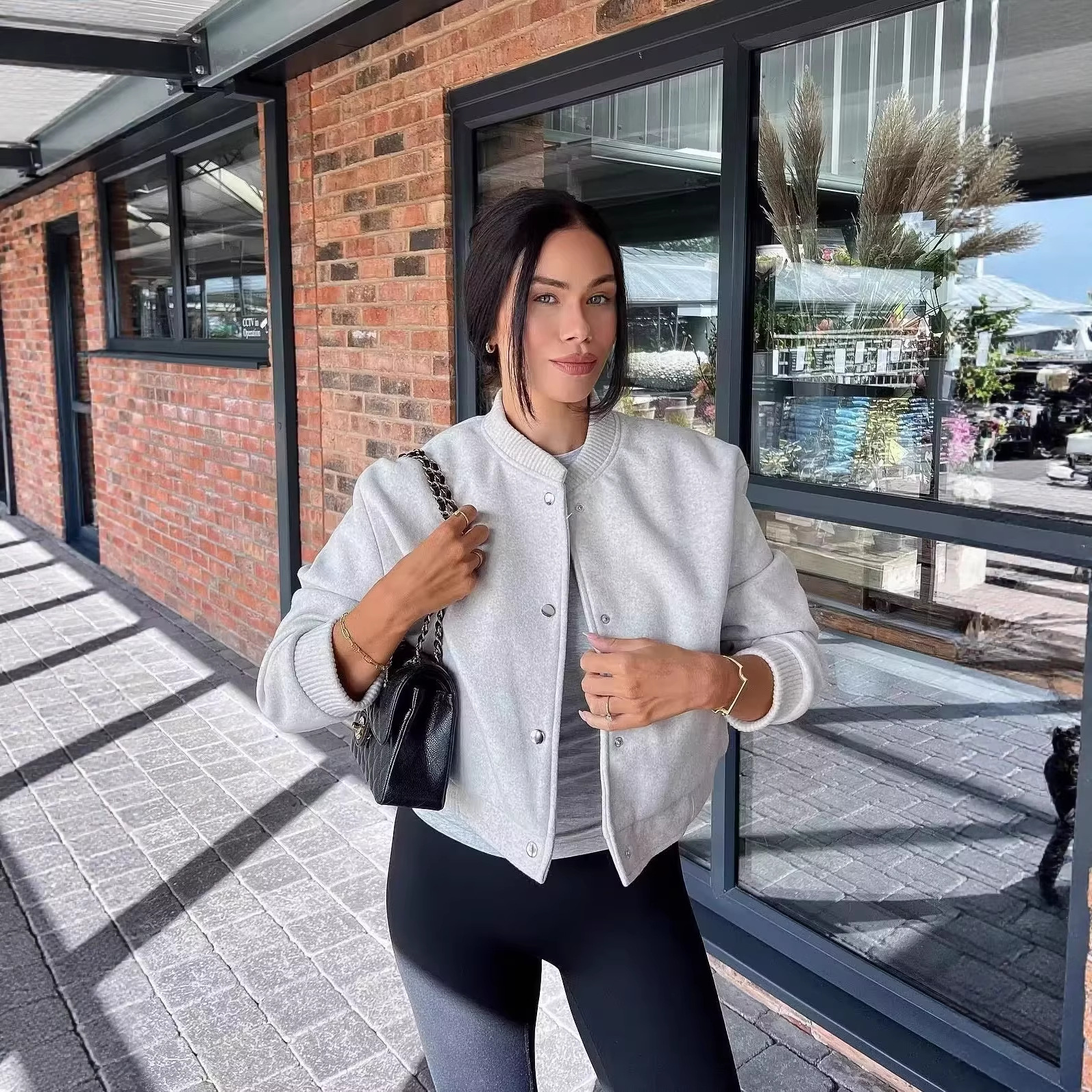 Women's Soft Short Bomber Jacket Long Sleeve Lined