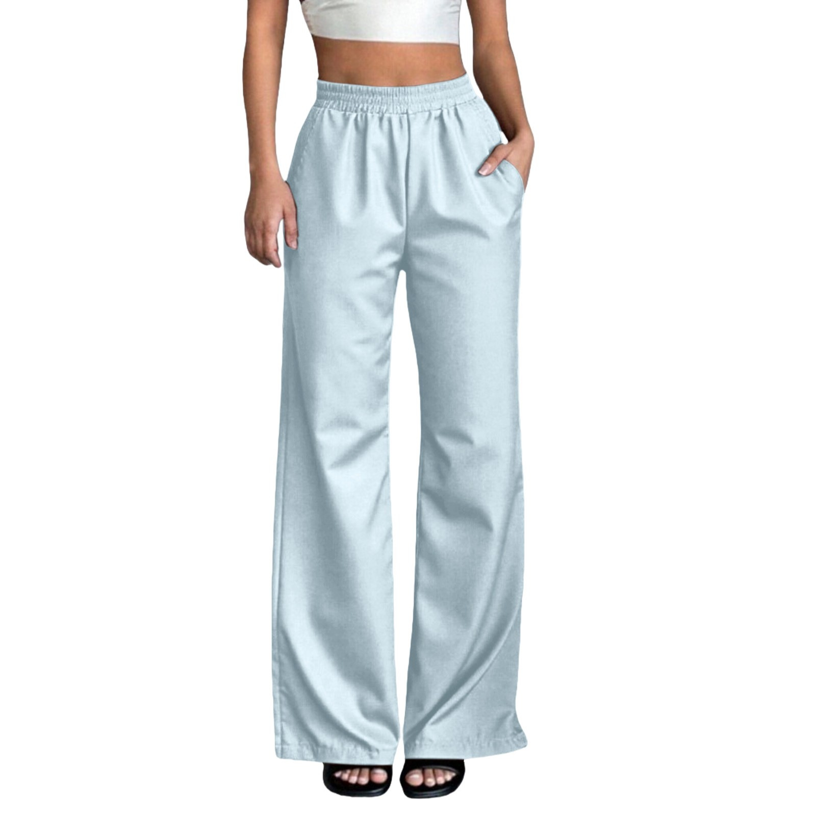 Women's Floral Print Straight-Leg Casual Pants Light Color