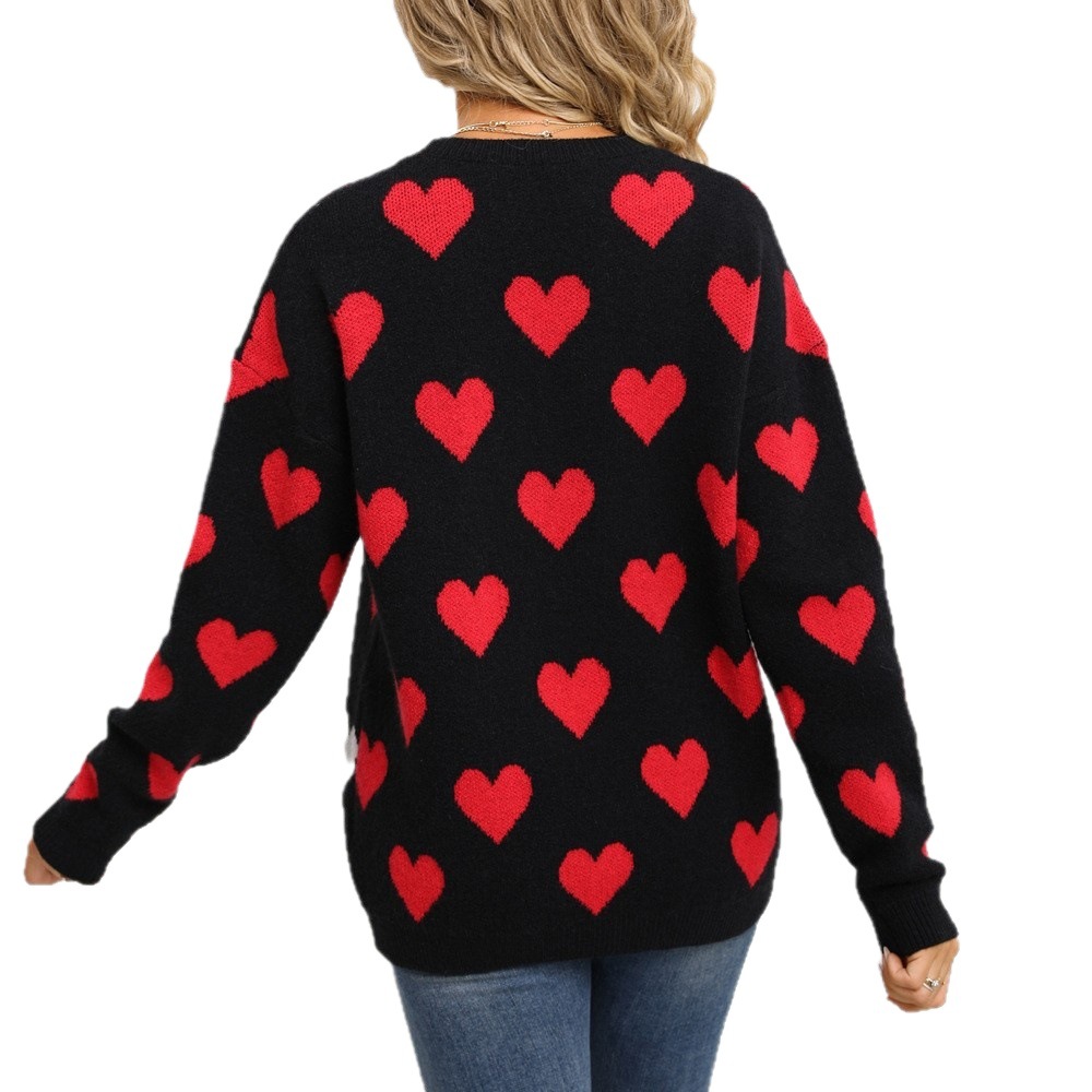 Heart Pattern Warm Knit Pullover Sweater