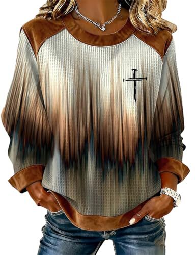 Women's Cross Colorful Print Crewneck Sweatshirt