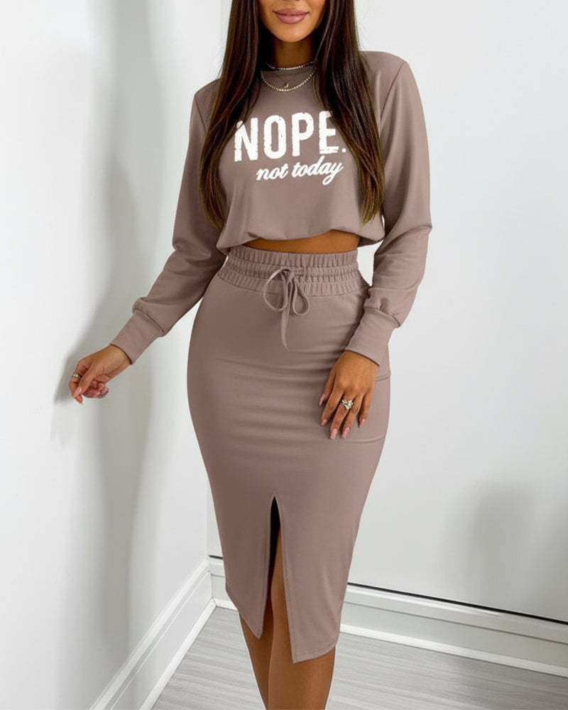 Letter Print Hooded Sweatshirt & Fleece-Lined Pants Set