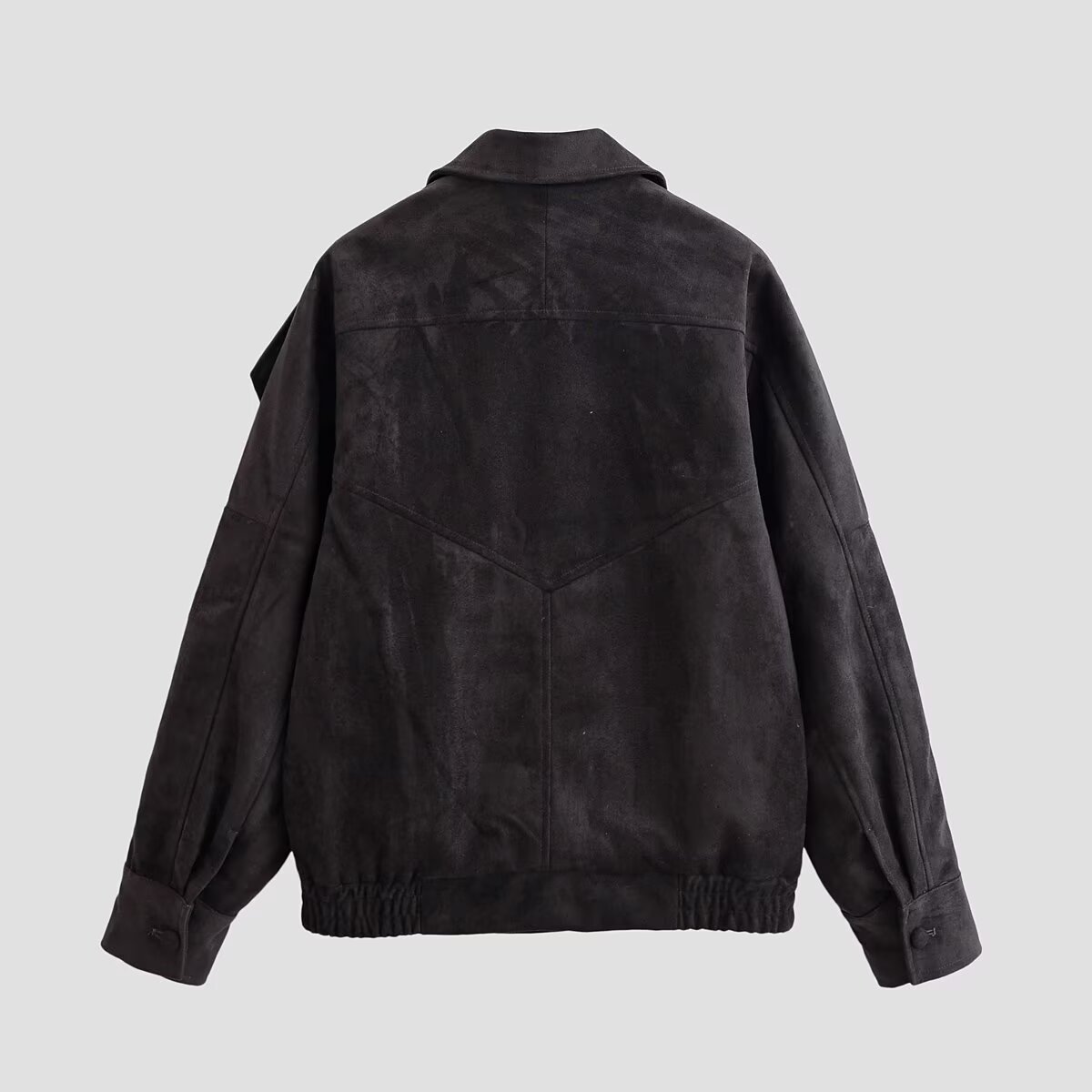 Women's Moto Jacket Zip-Up Short Length Solid Color