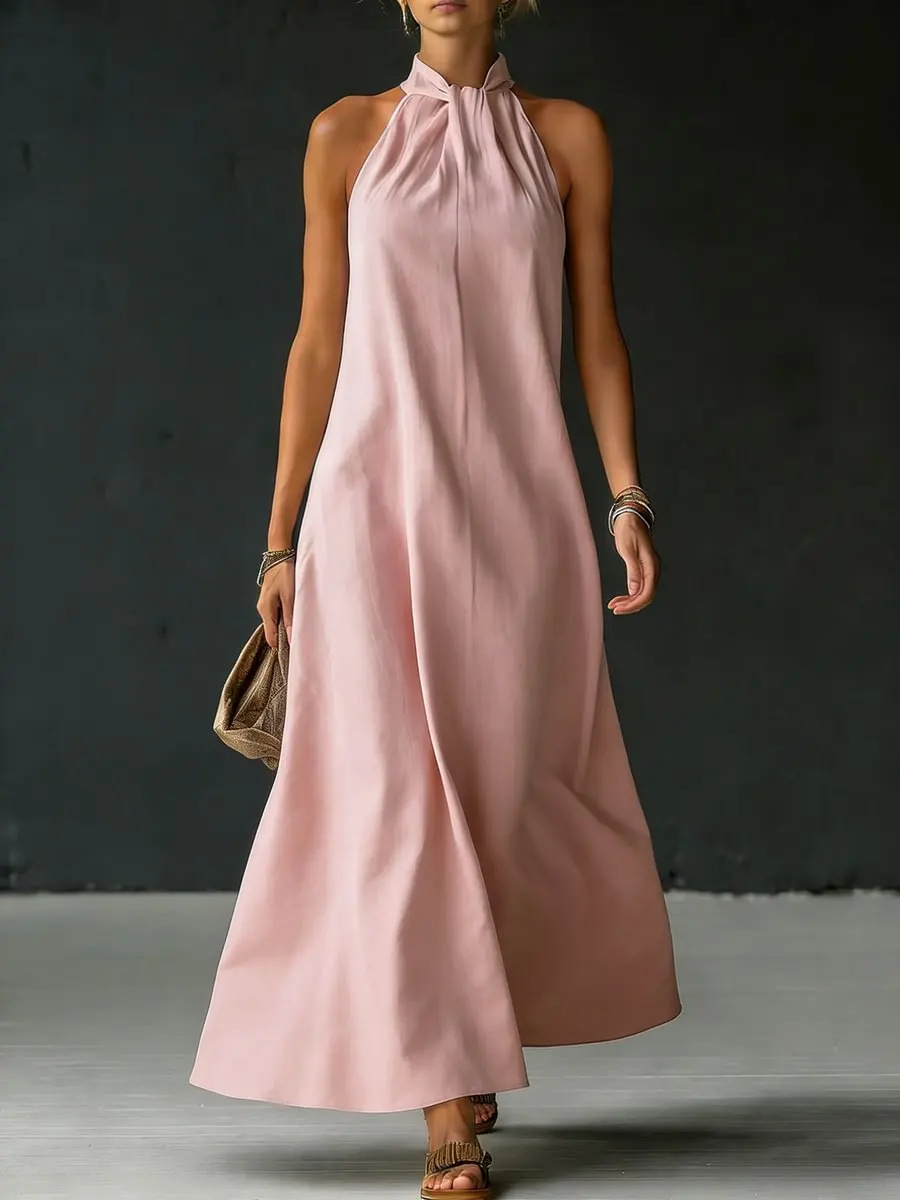 Women's Off-Shoulder Sleeveless Cross-Front Knit Maxi Dress