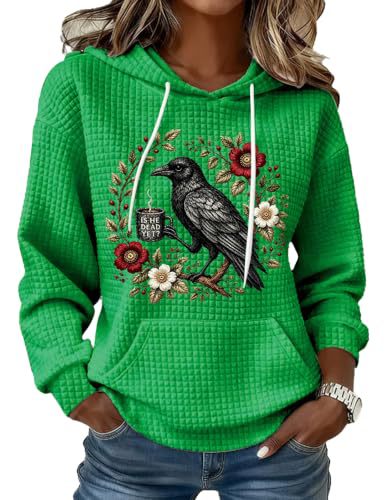 Women's Floral Raven Print Casual Hoodie