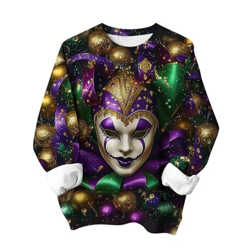 Women's St. Patrick's Day Mask Print Crewneck Sweatshirt
