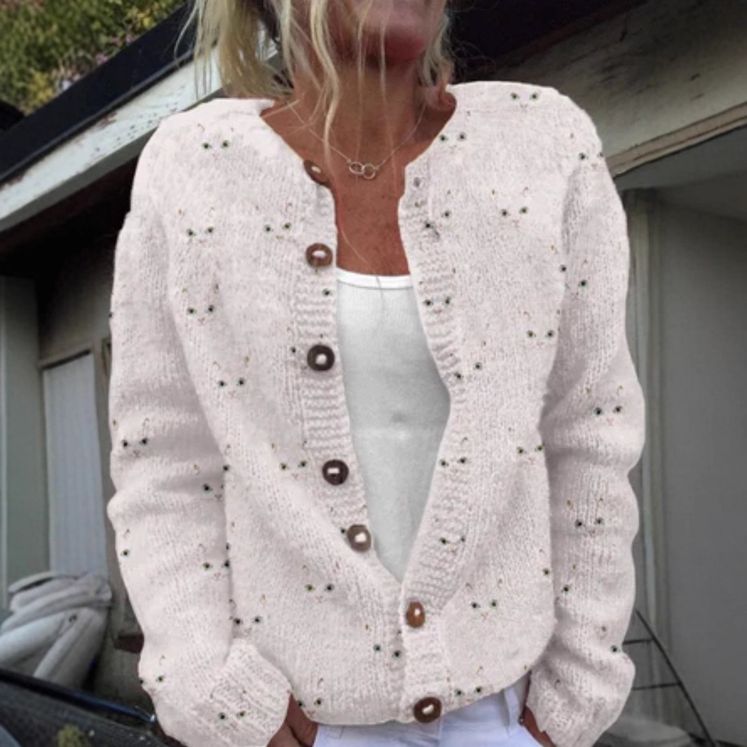Women's Daisy Maple Leaf Floral Print Button Cardigan