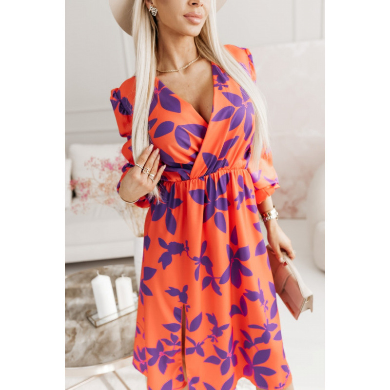 Women's Red Midi A-Line Beach Dress with One-Shoulder Ruffle Sleeves