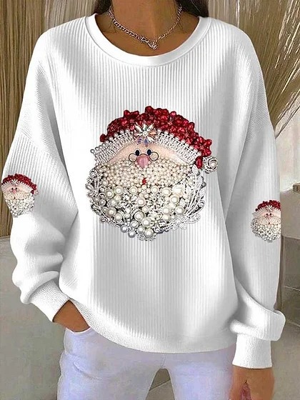 Women's Animal Wine Glass Paw Print Heart Print Crewneck Sweatshirt
