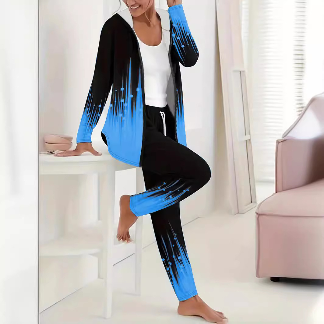 Women's 3D Digital Print Hooded Top and Pants Set Casual Streetwear