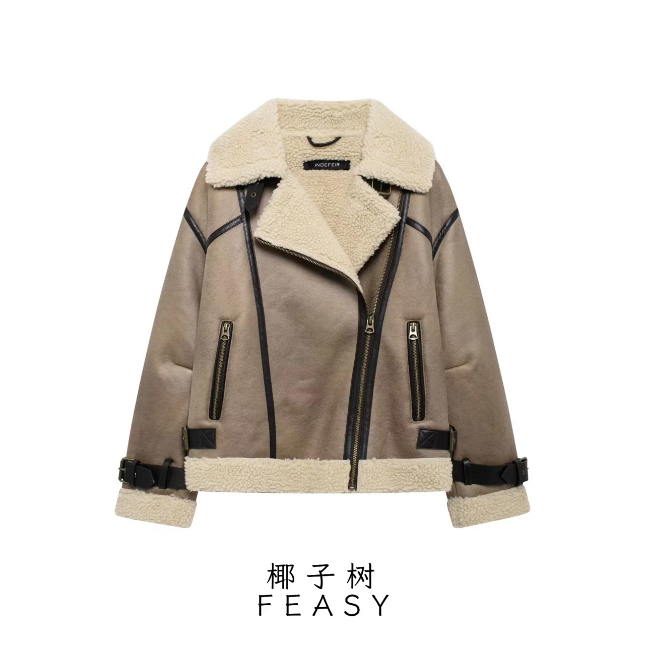 Women's Double-Sided Zip Jacket with Strap Hem Detail