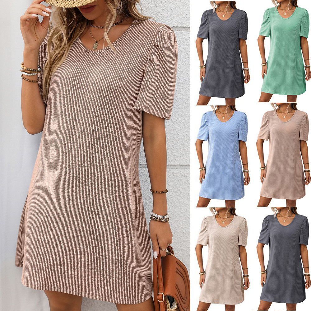 Women's Colorblock Twist Bubble Sleeve Midi Dress