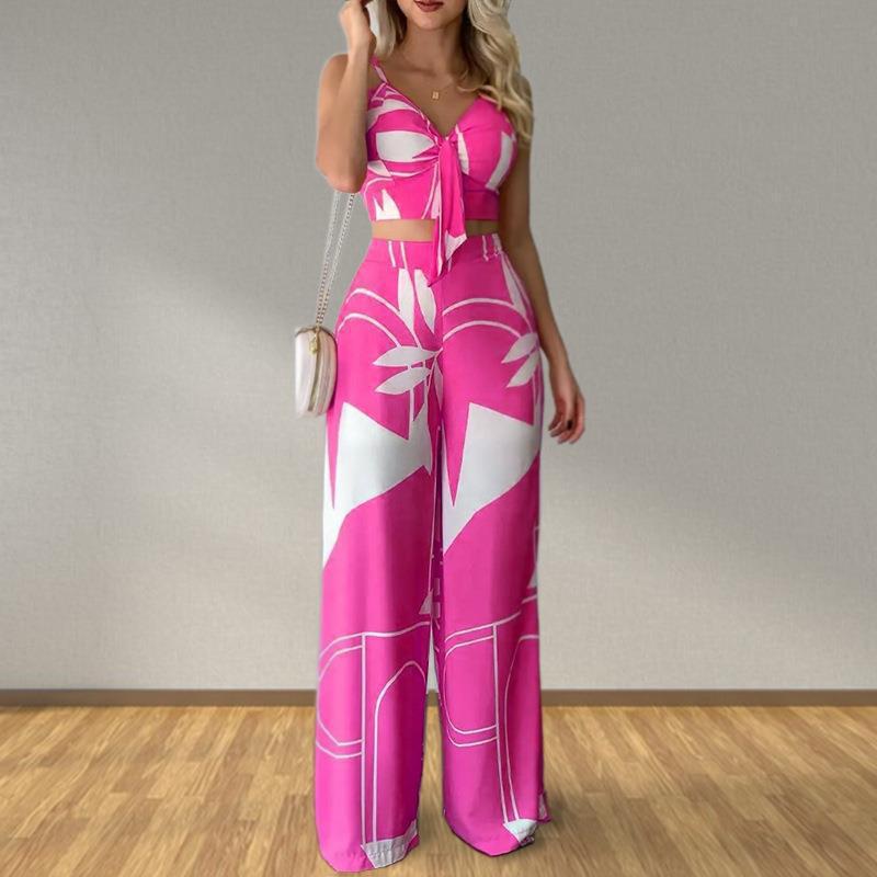 Women's Two-Piece Set Sleeveless Vest and Straight-Leg Pants