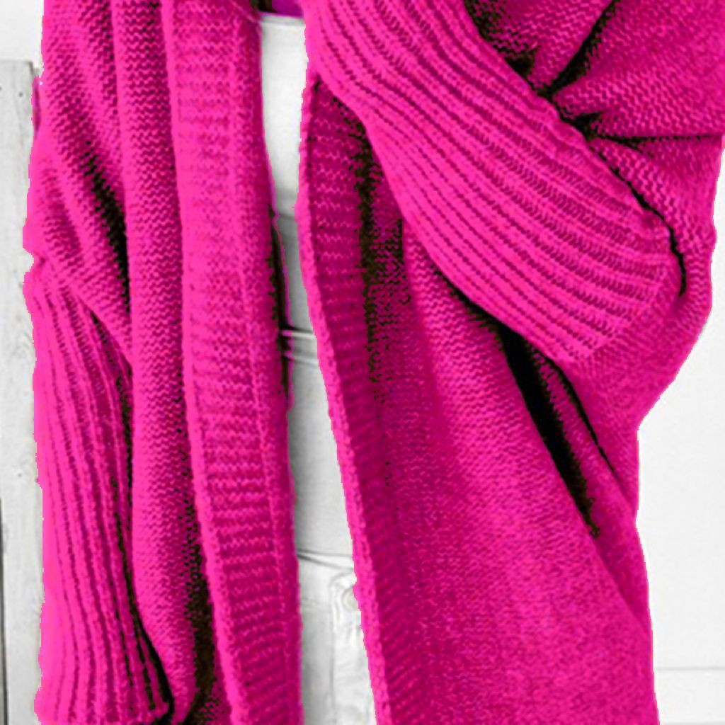 Hooded Knit Cardigan with Batwing Sleeves and Back Panel