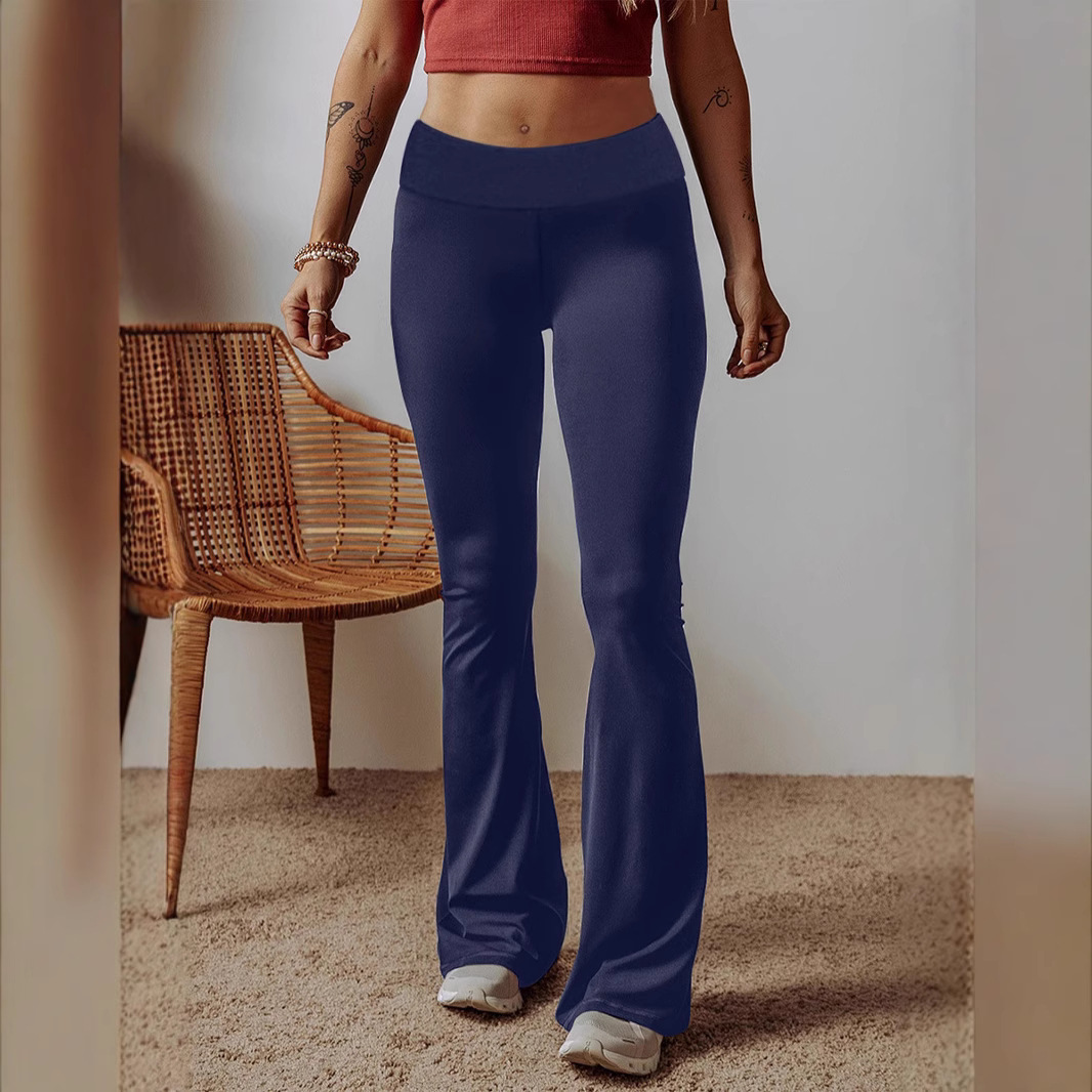 Solid Color High-Waist Skinny Pants