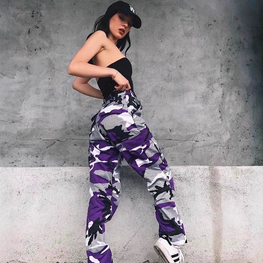 Camouflage Cargo Denim Harem Pants