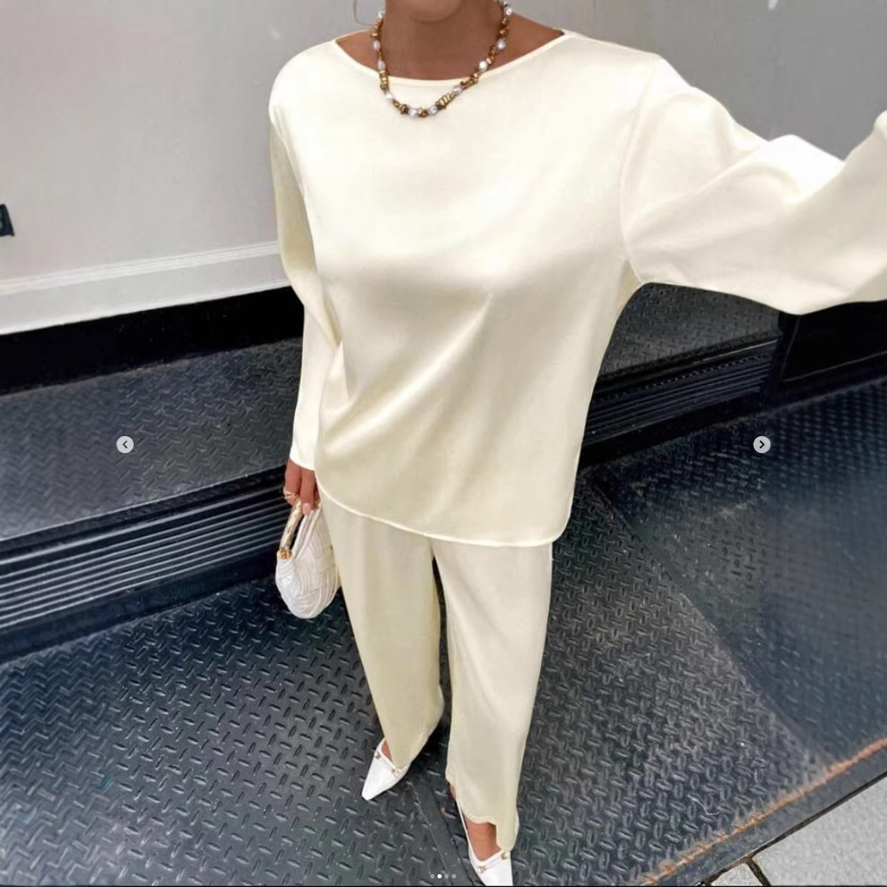Women's Two-Piece Straight-Leg Pants and Loose Top Set