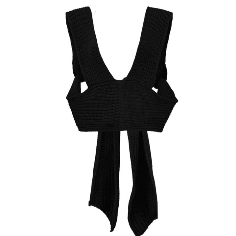Sexy Cross-Front Knit Cami Top Slim Fit