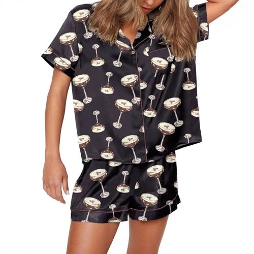 Women's Cuban Collar Animal Print Short Sleeve Shirt Set Casual Summer