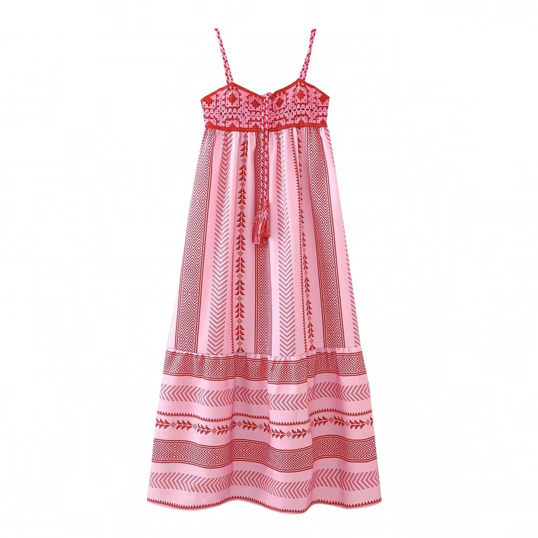 Crochet Spliced Knit Cami Dress