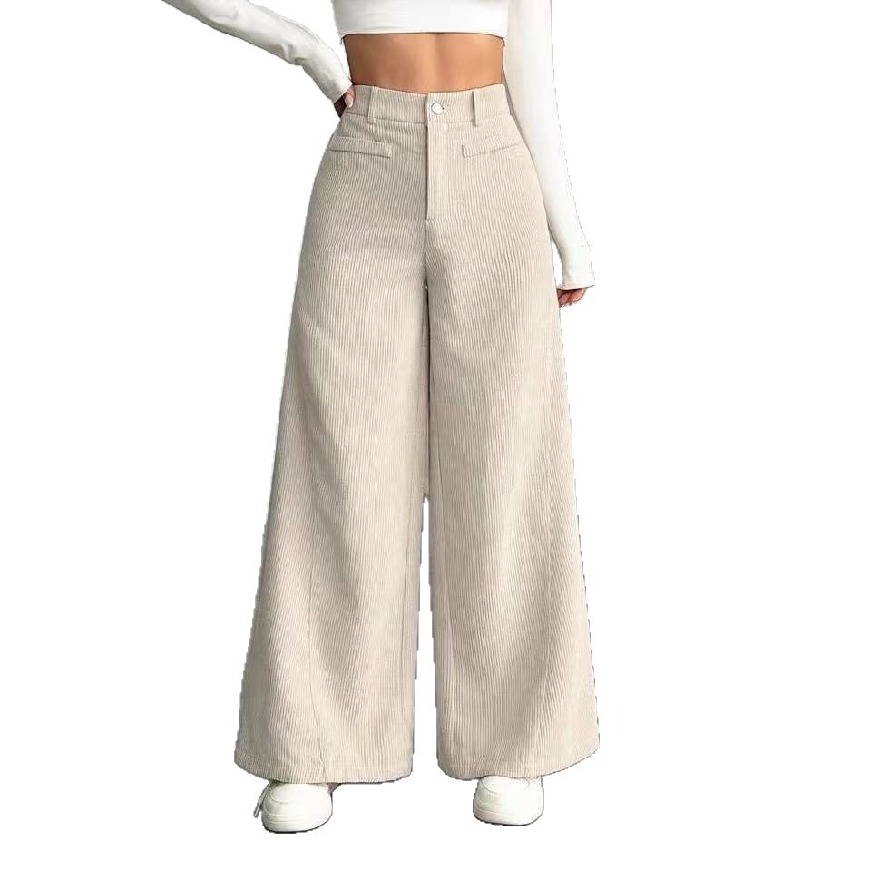 Corduroy High-Waist Wide-Leg Pants for Women