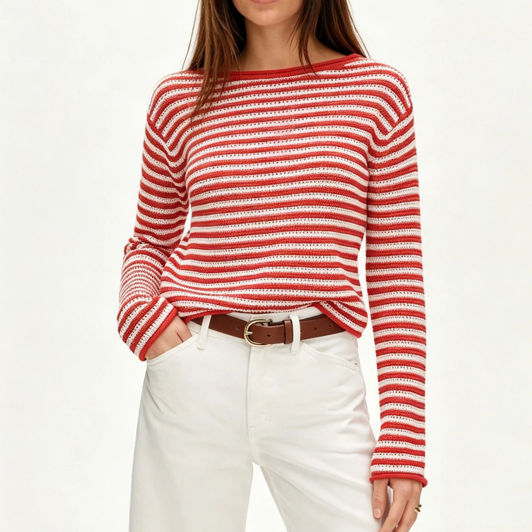 Striped Crewneck Pullover Sweater