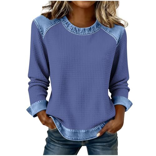 Women's Solid Print Crewneck Sweatshirt Casual Long Sleeve