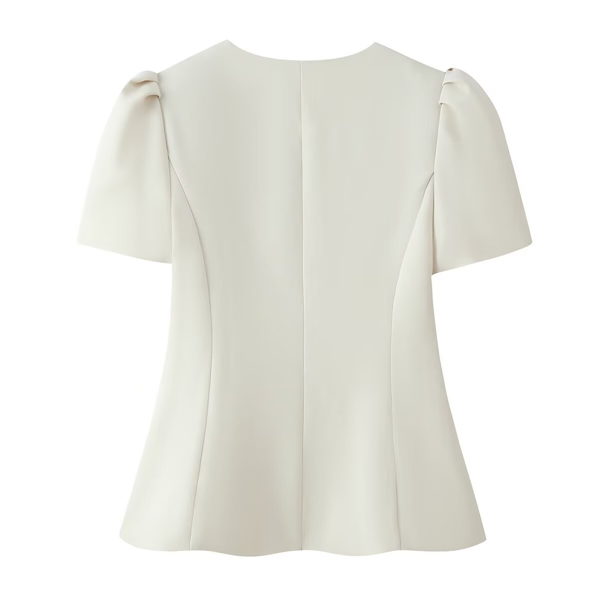 Elegant Round Neck Button-Trim Short Sleeve Top and Pants Set