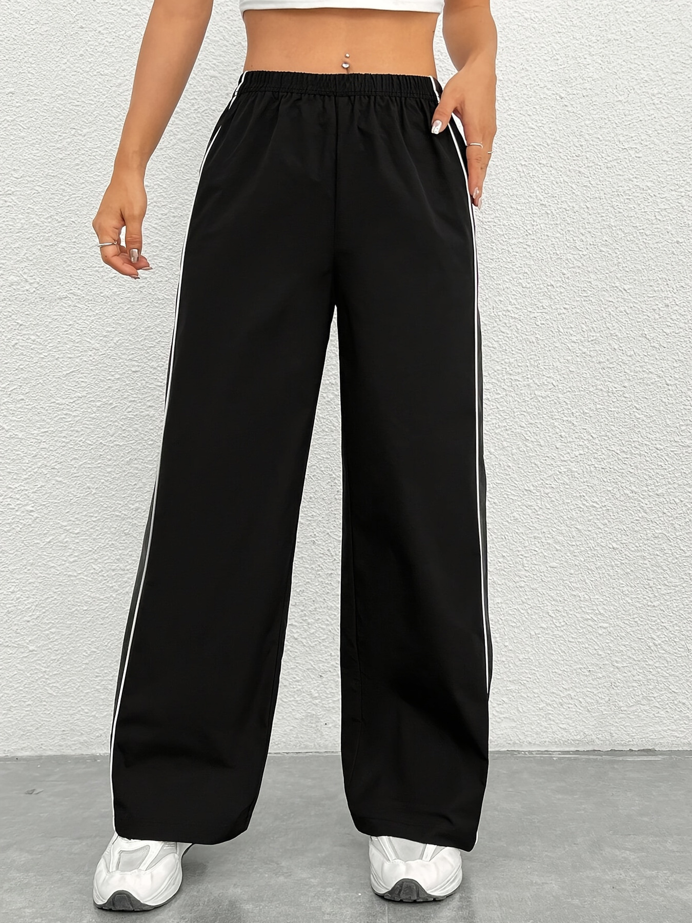 Women's Black Elegant Casual Long Pants