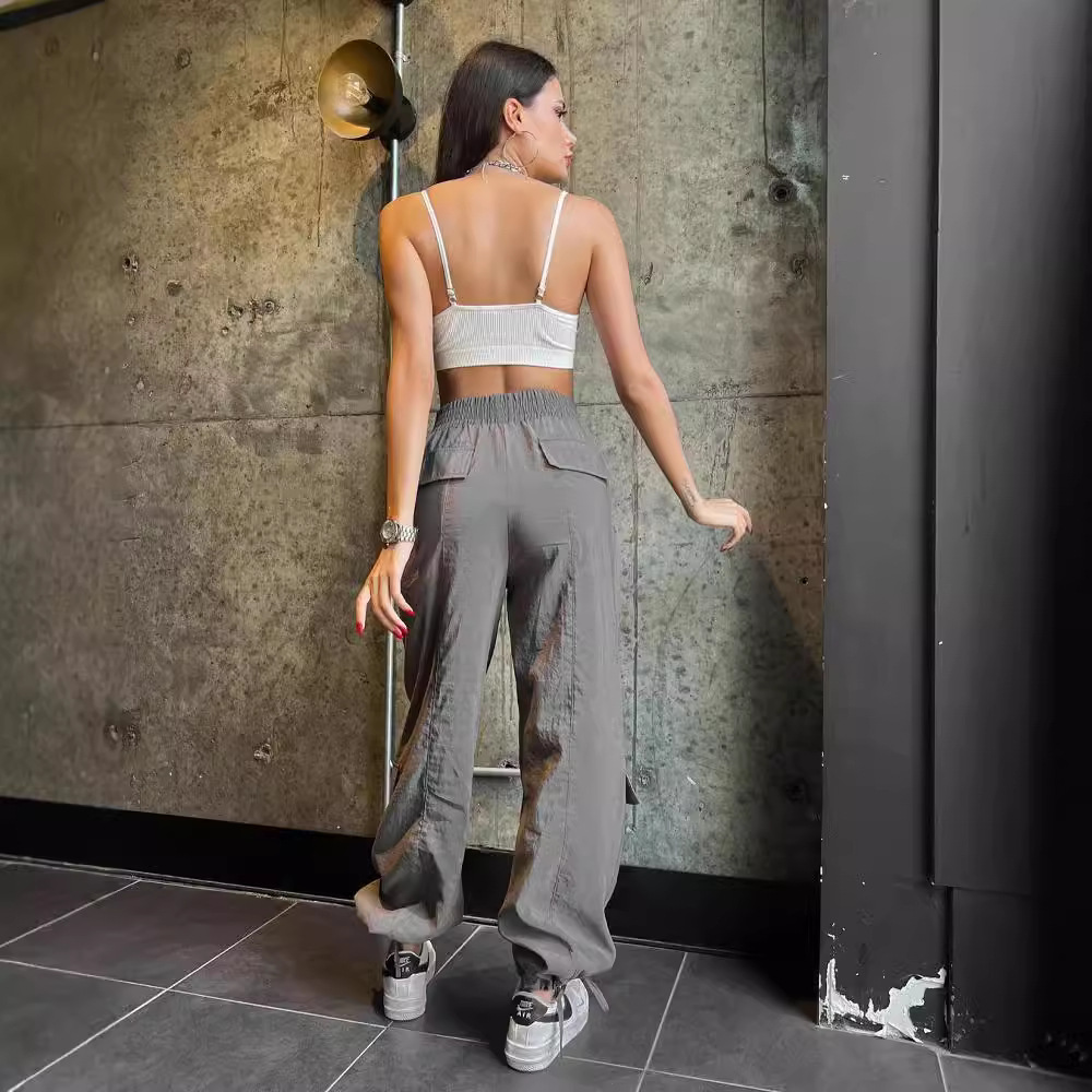 Women's Loose Fit Solid Cargo Pants with Pockets