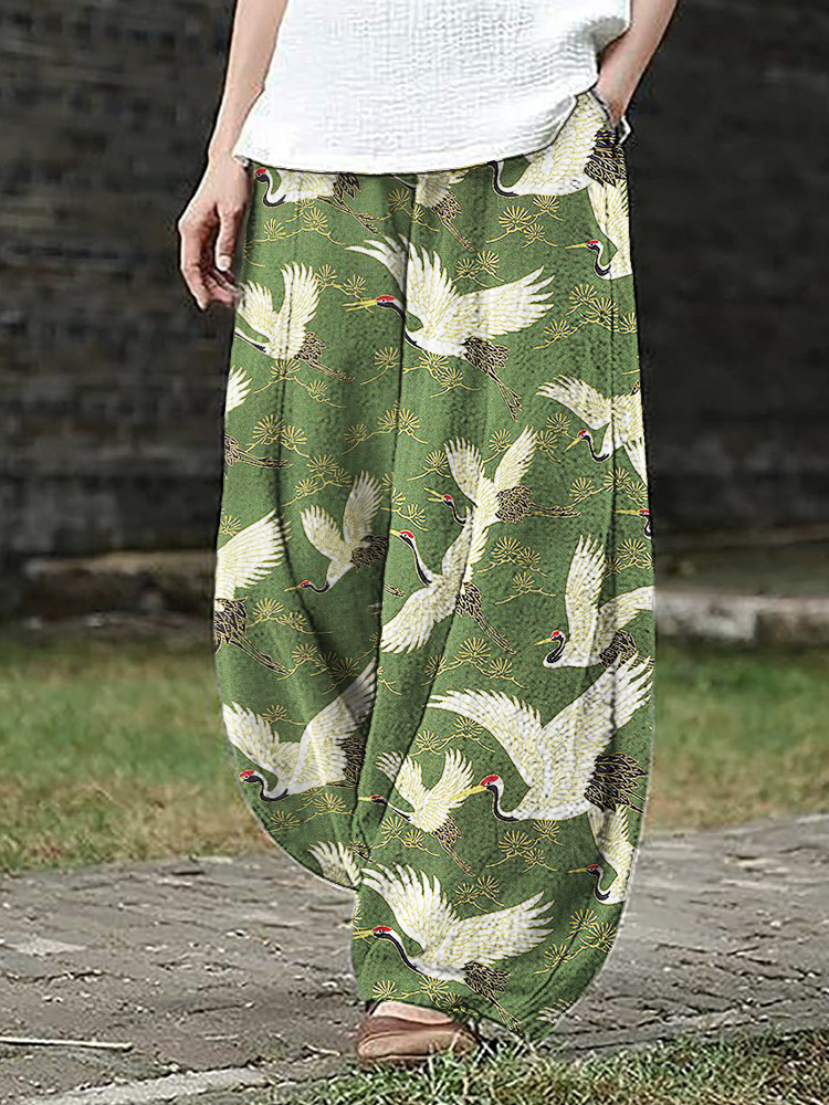 Women's Vintage Floral Print Casual Pants