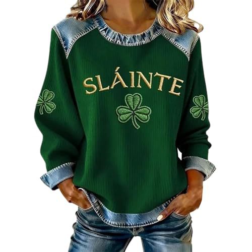Women's Clover Tree Plant Print Crewneck Sweatshirt