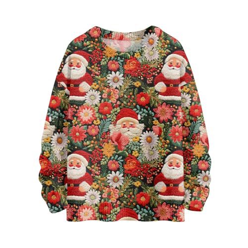 Women's Christmas House Reindeer Print Crewneck Sweatshirt