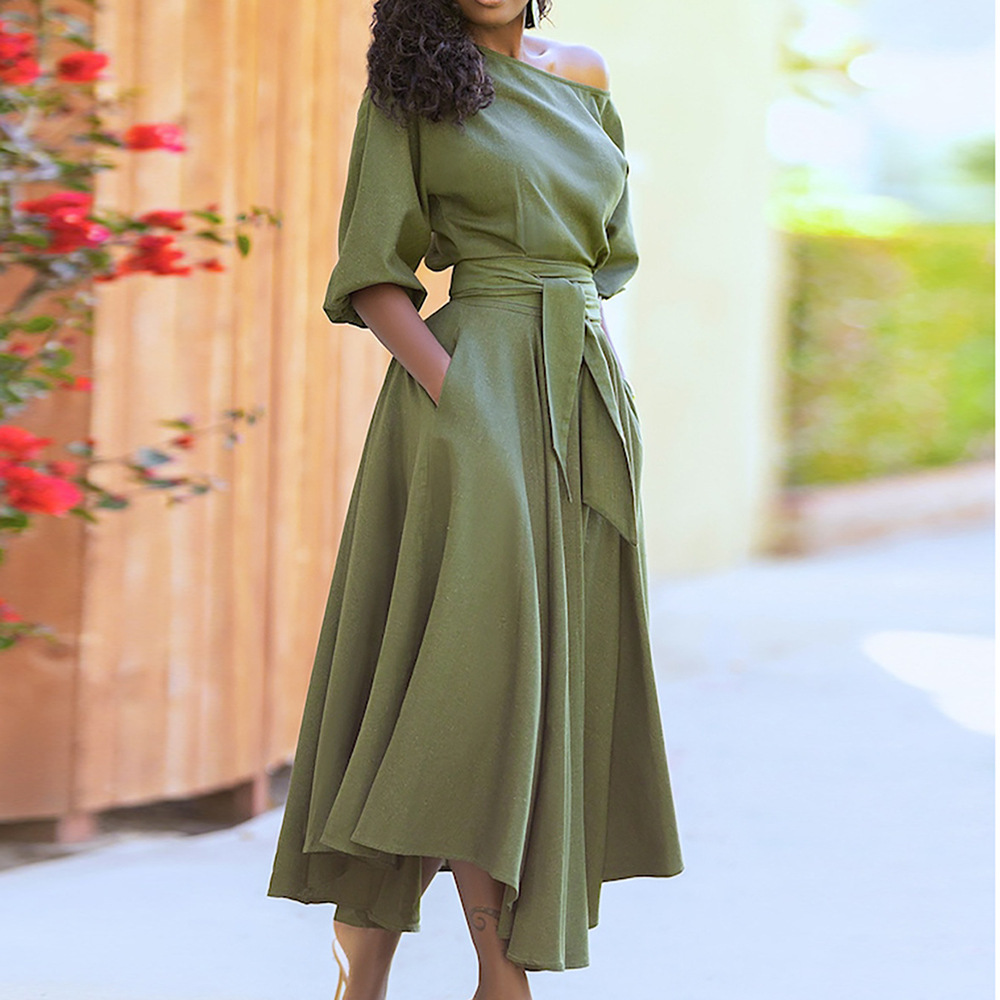 Elegant One-Shoulder High-Waist Long Dress
