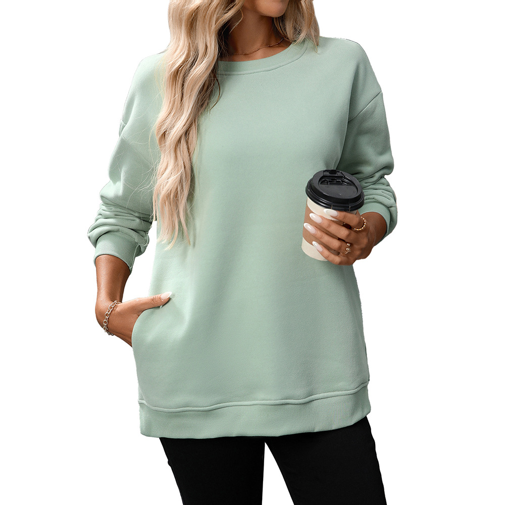 Women's Fleece Crewneck Pullover Sweatshirt Y2K Colorblock