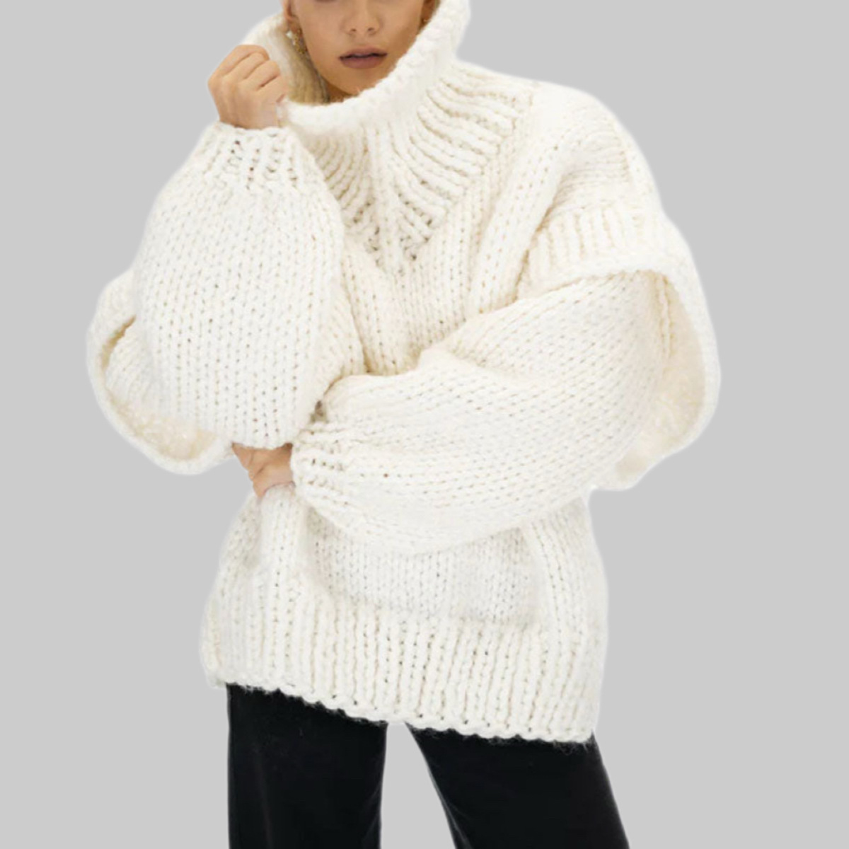 Fluffy Long Sleeve Turtleneck Pullover Sweater