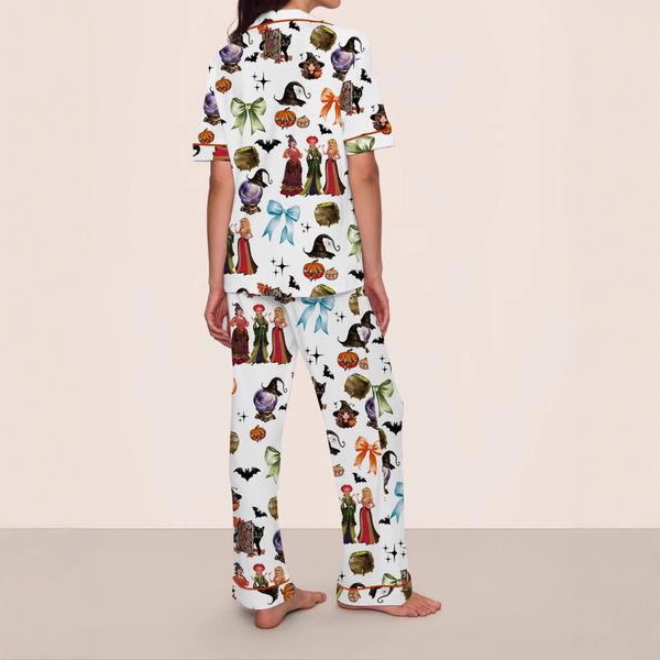Cuban Collar Short Sleeve Shirt & Pants Pajama Set for Women