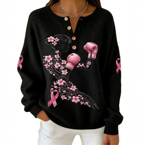Women's Floral Ribbon Boxing Glove Print Hoodie