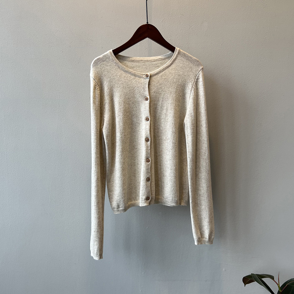 Women's Color-Block Striped Knit Cardigan Crewneck Lightweight Sweater Coat