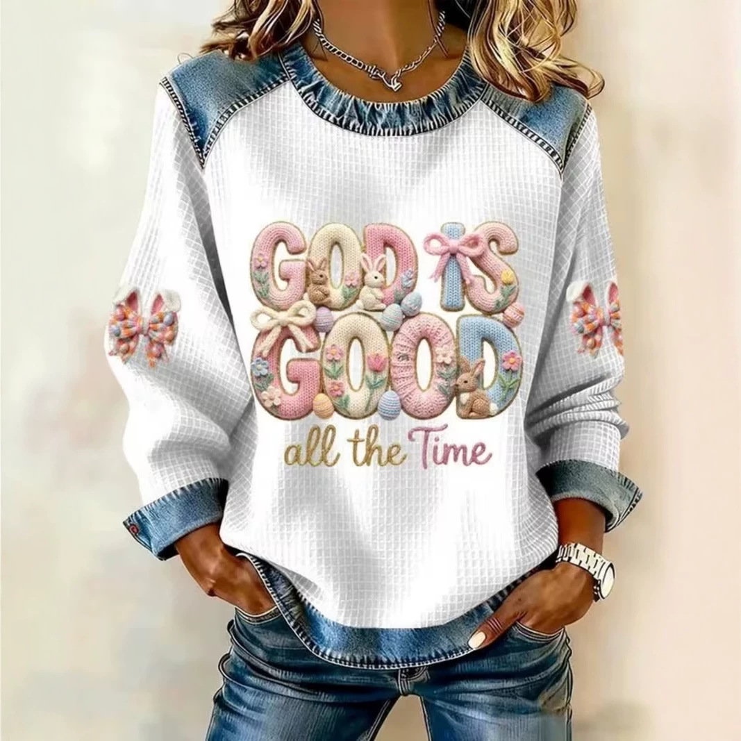 Women's God Is Good Colorful Letter Print Sweatshirt