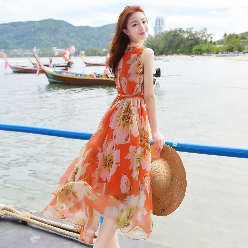 Women's Floral V-Neck A-Line Dress with Short Sleeves and Waist