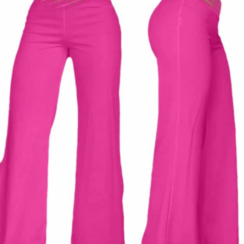 Women's High-Waist Cutout Belted Wide-Leg Straight Pants