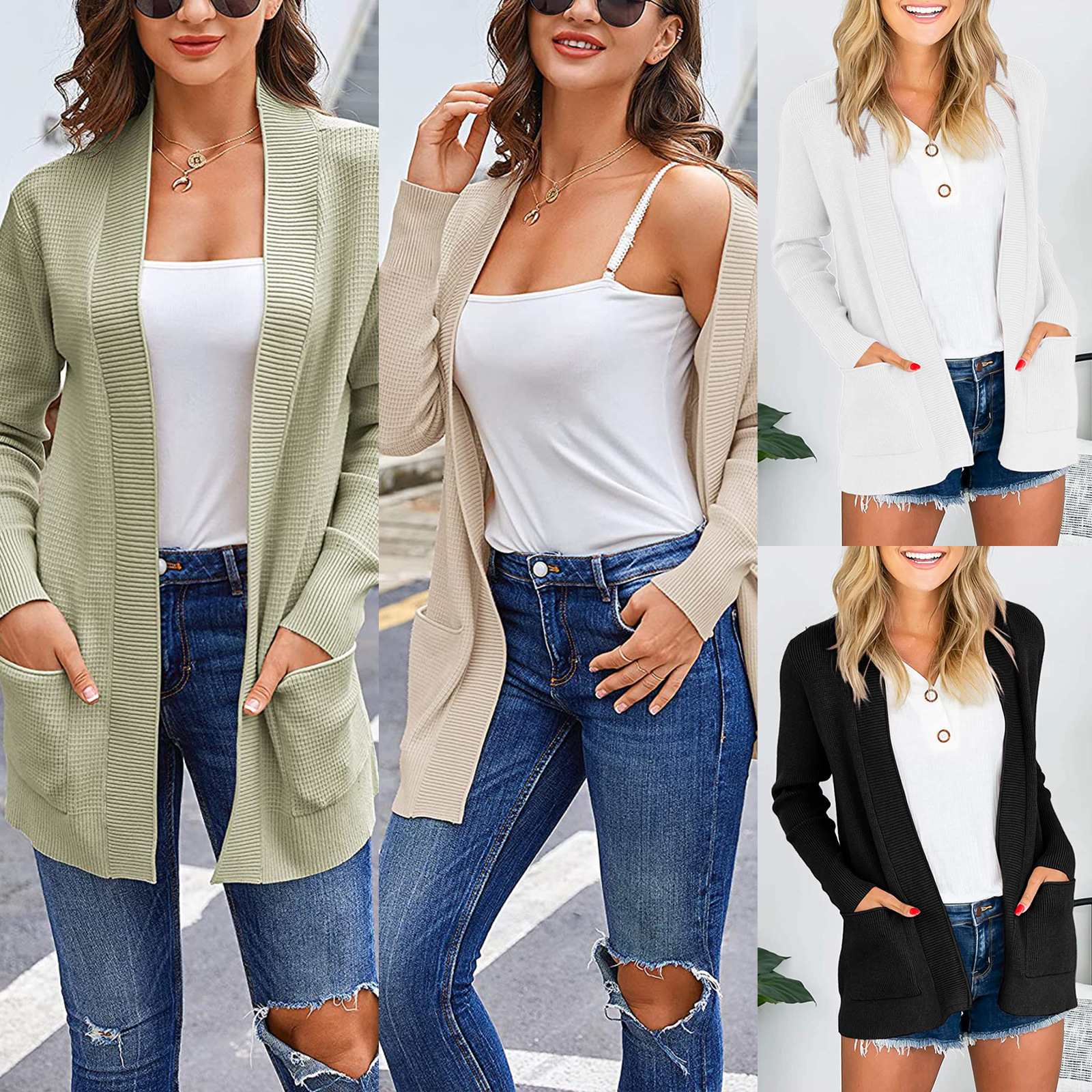 Women's Knit Cardigan Sweater with Pockets