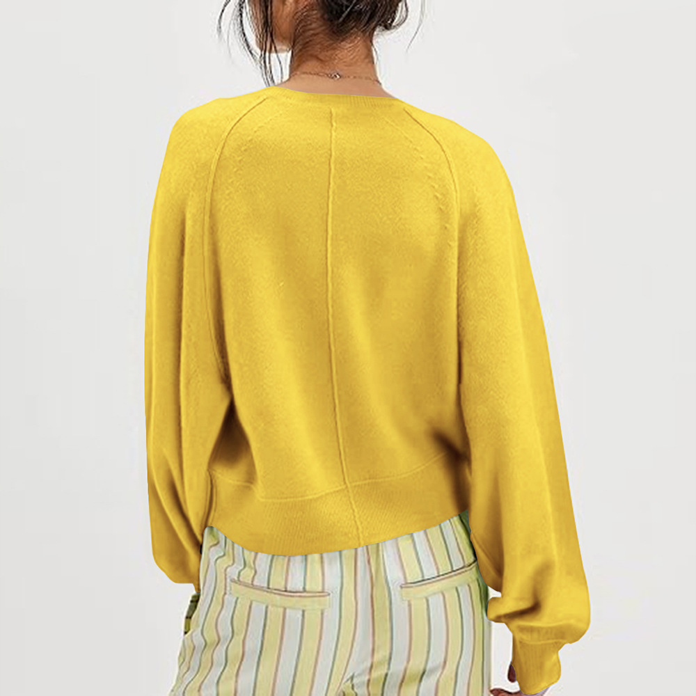 Women's Casual Crewneck Button-Front Knit Henley Sweater