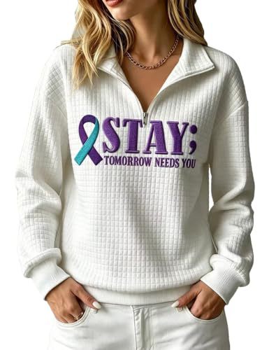 Ribbon Print Waffle Knit Collared Hoodie for Women